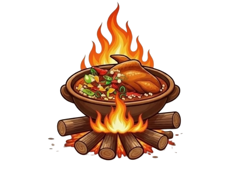 The fire behind El-Shaddai's cooking